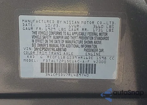2024 Nissan Kicks Sr Xtronic Cvt from USA, damaged, VIN 3N1CP5DV7RL489740